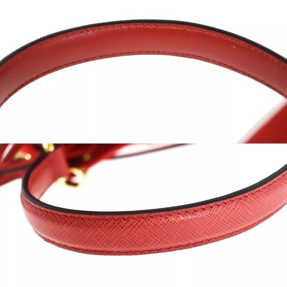 PRADA Logo Plage Wicker 2Way Shoulder Hand Bag Canvas Leather Red Gold 678RH125 - Picture 9 of 15